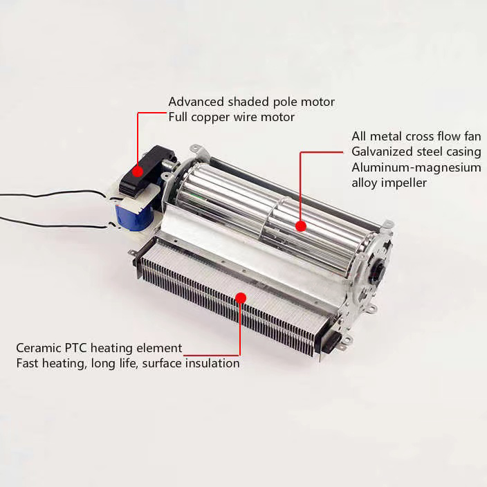 Fries Warmer Cross Flow Fan with Heater Wire, 16'' Length Ac 220v Tangential Exhaust Fan for Kitchen Equipment Replace QLZ06/300