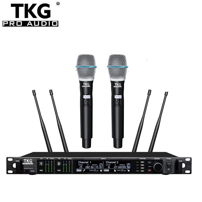 TKG True Diversity 600mhz/900mhz AD4D BETA87A Dual Channels Professional Condenser Wireless Lavalier Headset Handheld Microphone
