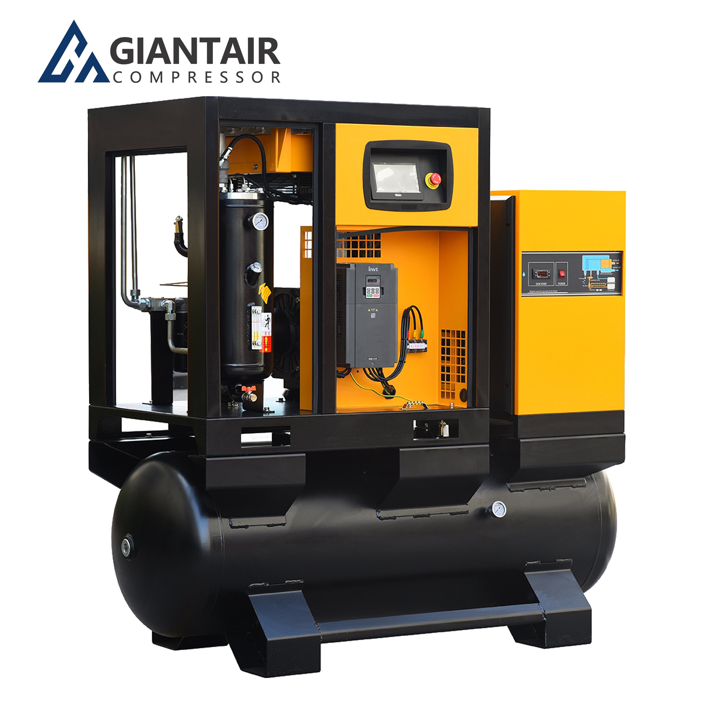 Giantair Energy Saving 7.5kw 11kw 15kw 22kw All in One 15 Hp Air Compressor 12 Bar 500lt Air Compressor 4 in 1 Air Compressor