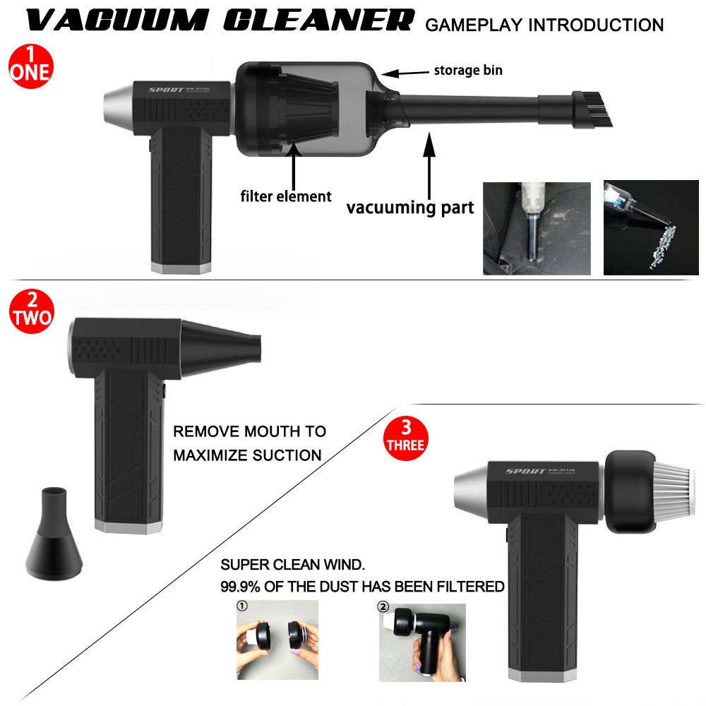 Crossgun Bosmaa 120000rpm Mini Jet Turbo Fan Electric Air Blower Rechargeable Air Duster Turbofan for Outside Computer BBQ Fan