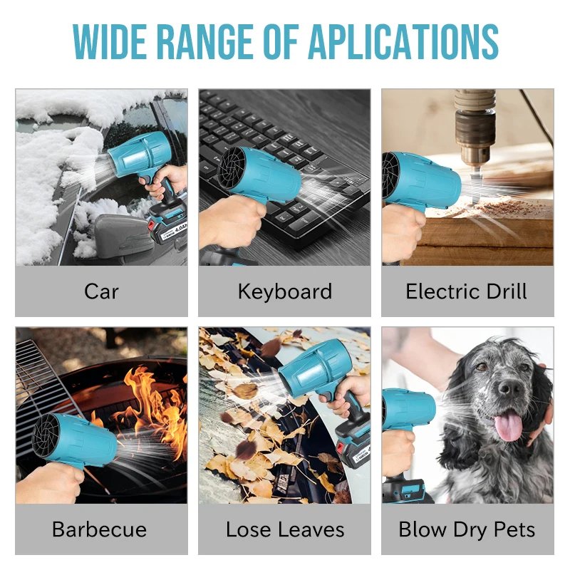 Electric Turbo Blowers Jet Fan 200M/S Violent Car Dryer Handheld Air Duster Blowing Tool for Makitas