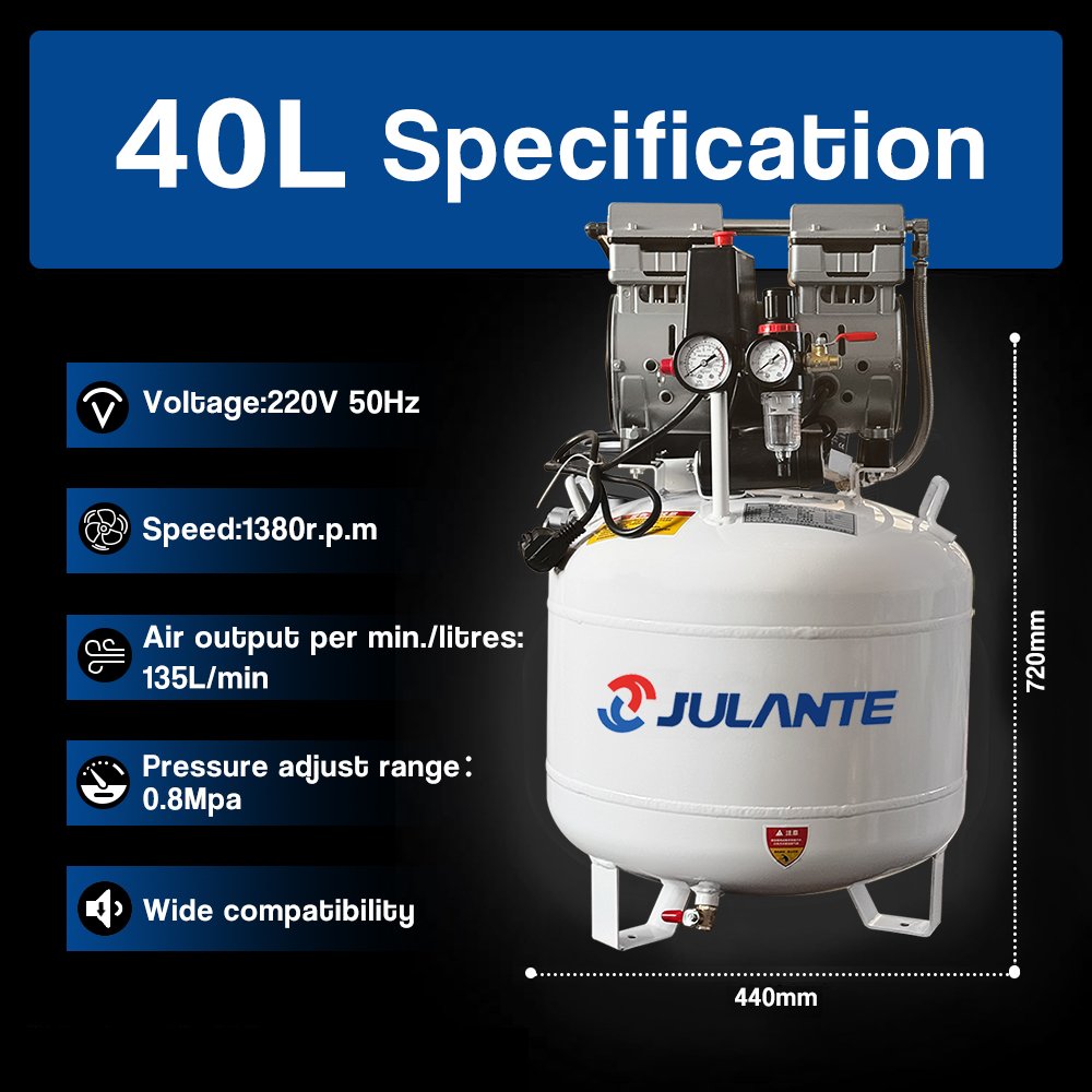 All Copper 750w 40L Dental air Compressor Medical Silent Oil Free air Compressors