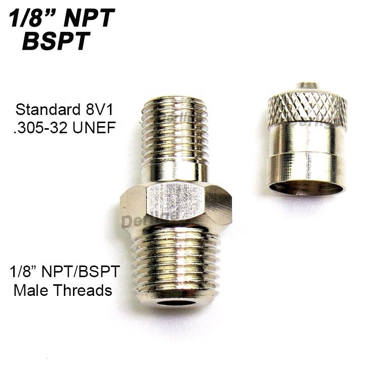 1/8-27 NPT BSPT Schrader Tank Valve Brass Material, Nickel Plated, Male Thread, Anti-Corrosion, Using for Air Compressor Tanks