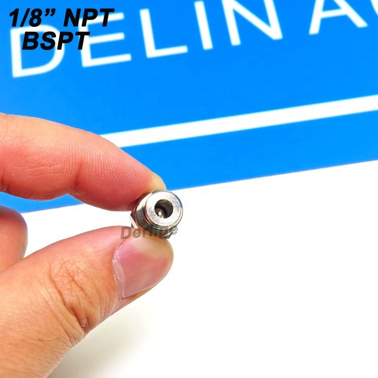 1/8-27 NPT BSPT Schrader Tank Valve Brass Material, Nickel Plated, Male Thread, Anti-Corrosion, Using for Air Compressor Tanks