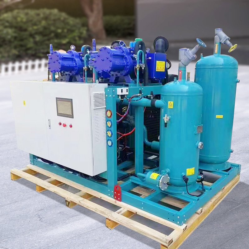 110KW Rotary Screw Refrigeration Unit 125HP Air-cooled Condensing Unit Screw Air Compressor Cooling