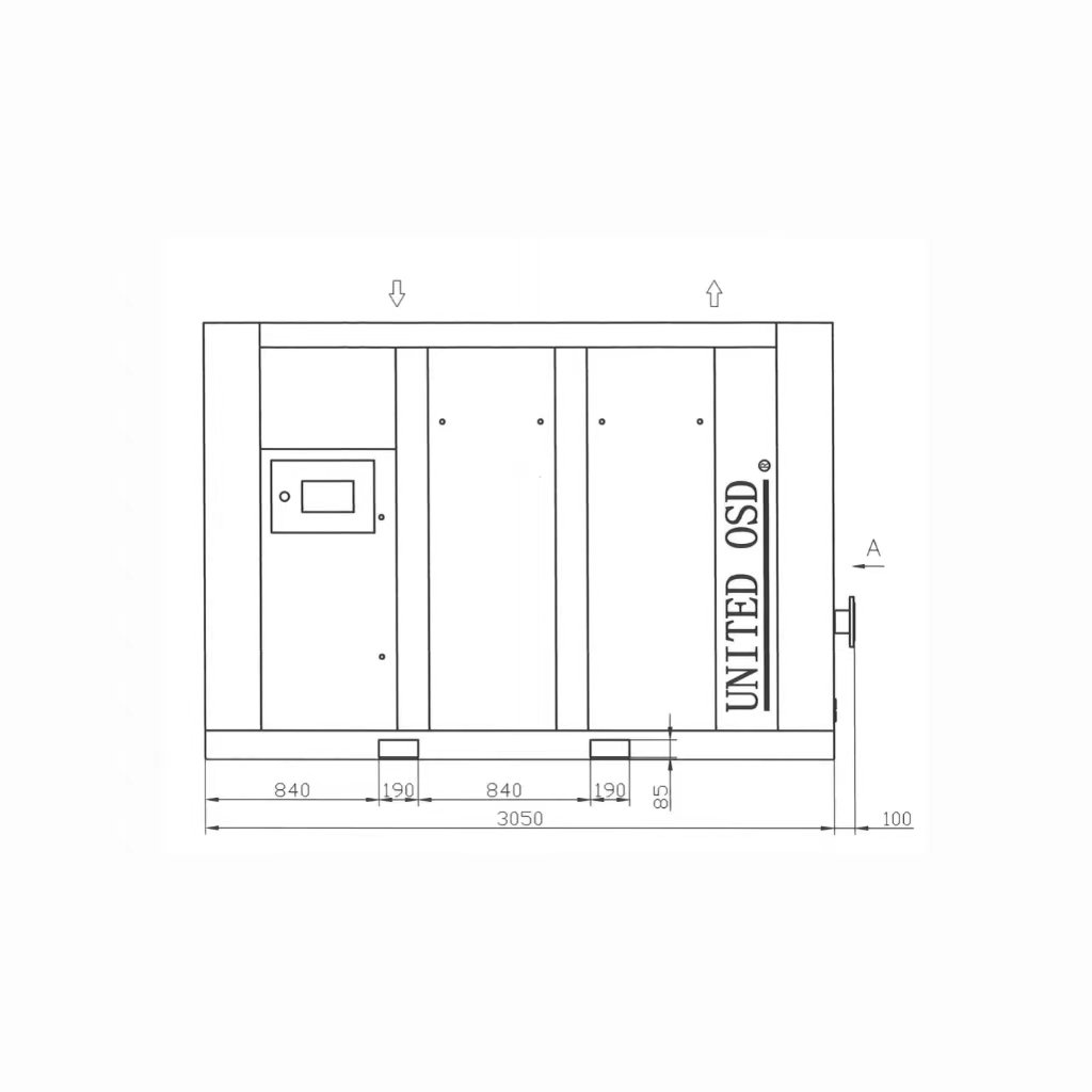 Fine Quality UNITED 0.5Mpa 90KW Two-stage Air Cooled 22.5m³/min Fix Speed Screw Air Compressor