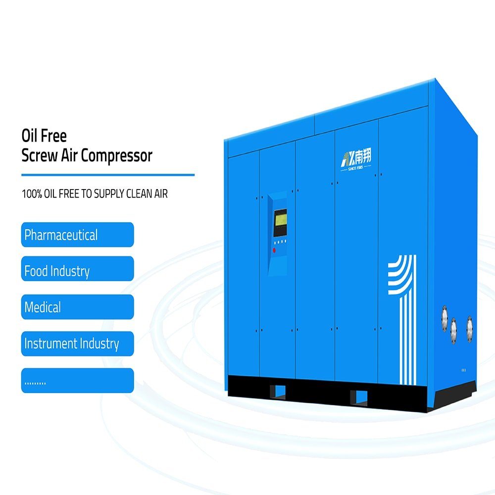 High Quality Air Compressors for Sale 75kw Compressor Area 100ph 462cfm 10bar Oil Free Dry Air Compressor