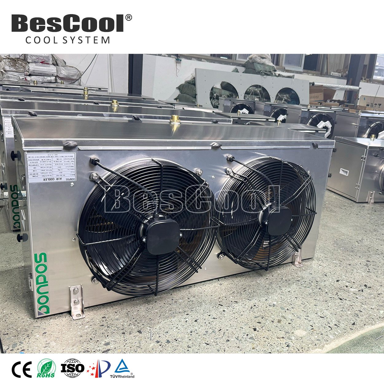 High Efficiency 8.2kw Cooling Capacity 10HP Evaporative Air Conditioner 750w 1Fan Motor Unit Cooler -25degrees Cold Room