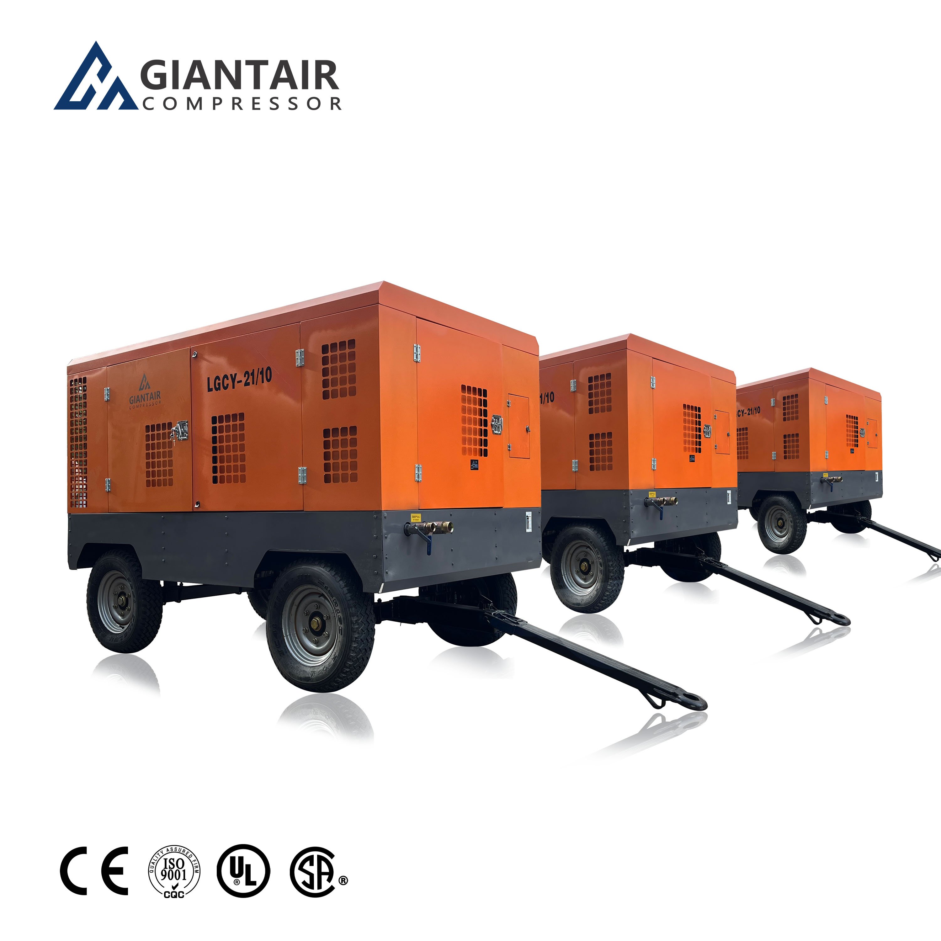 GIANTAIR 25bar 31m3/min Cummins Engine diesel Screw air Compressor for Mining/water Well Drilling Rig Towable air Compressor