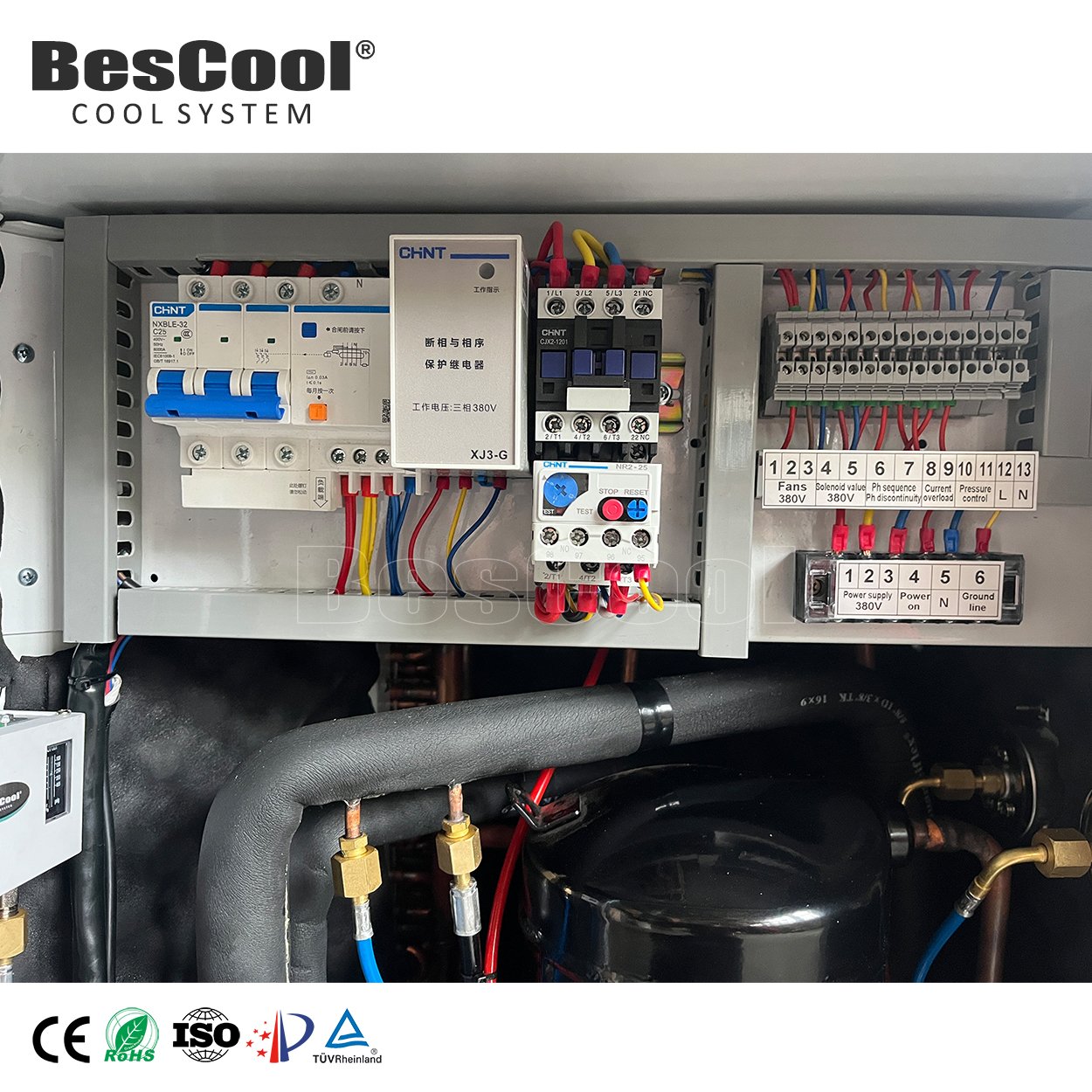 BesCool 5HP Scroll Compressor Air Cooled Condensing Unit Cold Room Cold Room Condenser Refrigeration Heat Exchange Equipment