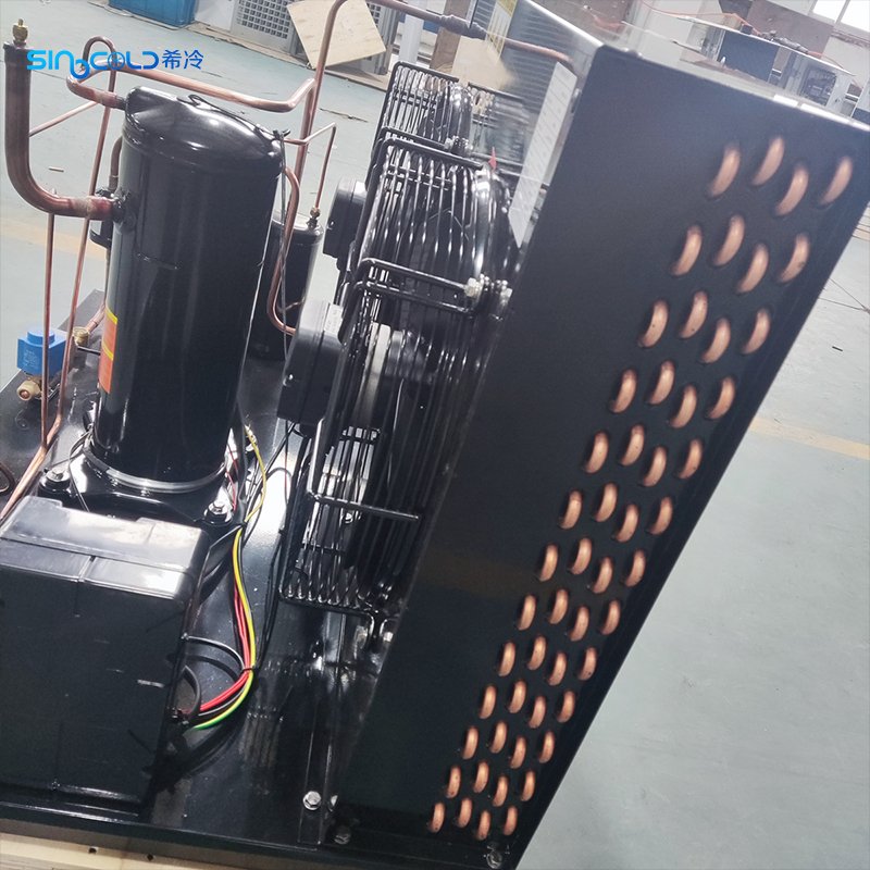 8HP YM132E7G-100 220V Open Type Cold Room Refrigeration Scroll Compressor Medium High Temperature Air Cooled Condensing Unit