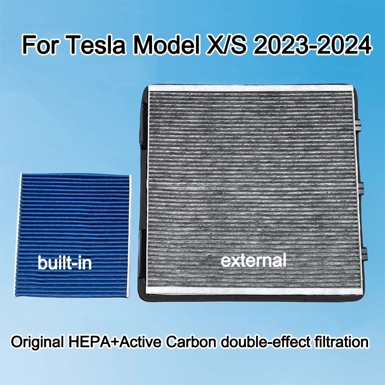 For Tesla Model X/S Air Conditioning Filter 15-24 Models Original HEPA External Biochemical Filter