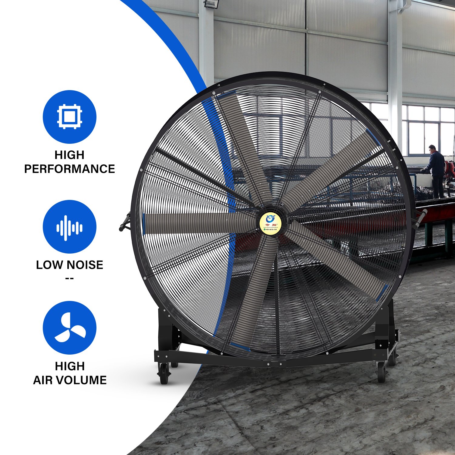 High Quality 2M PMSM Industrial Mobile Fan 220V/380V Workshop Warehouse Movable Portable Fan Big Size Industrial Blower Fan