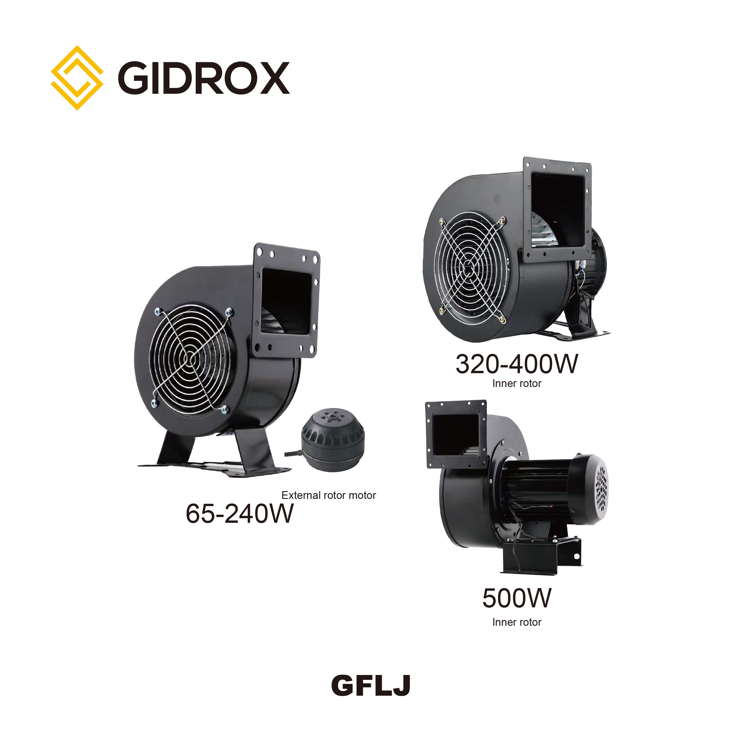 GIDROX Copper Motor air Model Fan 60/85/120/240/330/500W Centrifugal Exhaust Fan Medium Pressure AC Centrifugal Blower Fan