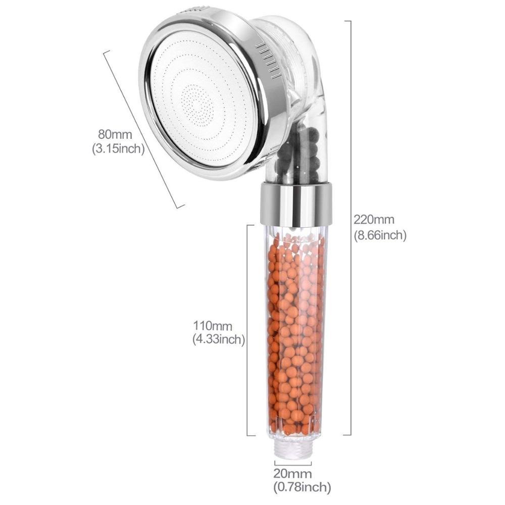 Water Saving 3 Function Spray Negative Ionic Spa Filter Handheld Transparent Shower Head