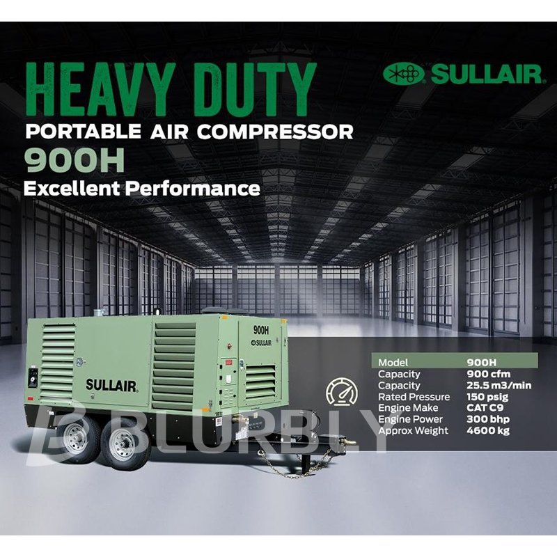 Sullair 900H 25.5m3/min High Wind Pressure Double Stage Cummins Engine Screw High Altitude air Compressor Heavy Duty Portable