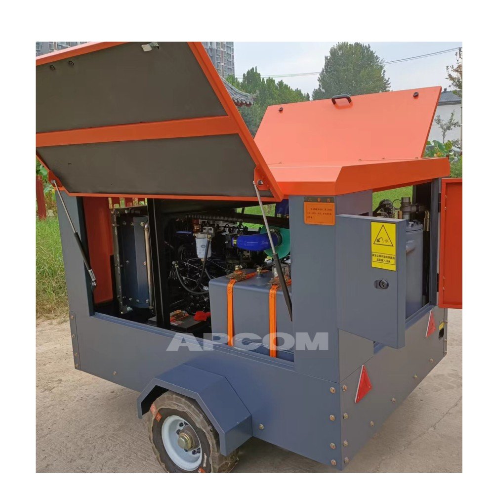 Screw Portable diesel Engine air Compressor 37kw 50hp 7bar 185 Cfm APCOM Mining diesel for air Compressor