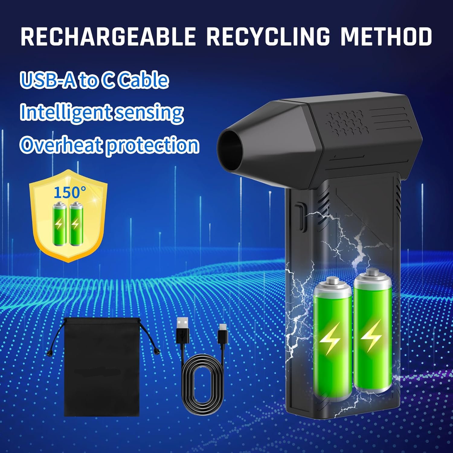 150000rpm Mini Compressed Air Duster Portable Hand Held Fan Electric Small Blower Mini Jet Turbo Fan Jet Fan for Clean