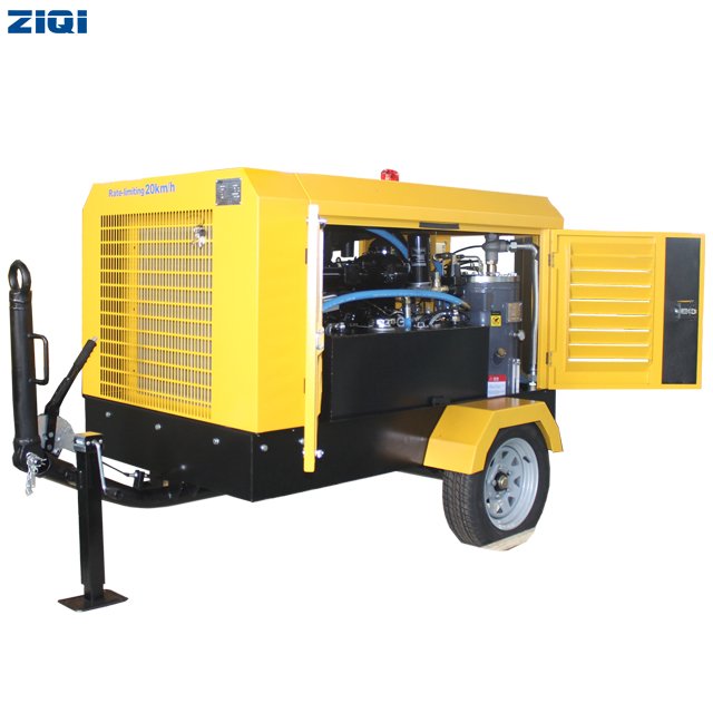Advanced Technology Saving Energy 42KW 8bar Portable diesel Screw air Compressor With Two Wheels for Sandblast