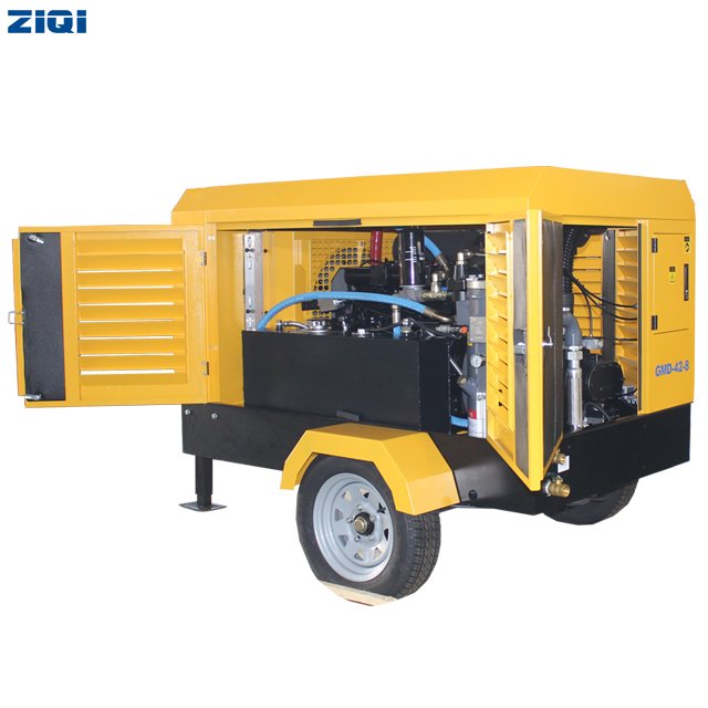 Advanced Technology Saving Energy 42KW 8bar Portable diesel Screw air Compressor With Two Wheels for Sandblast