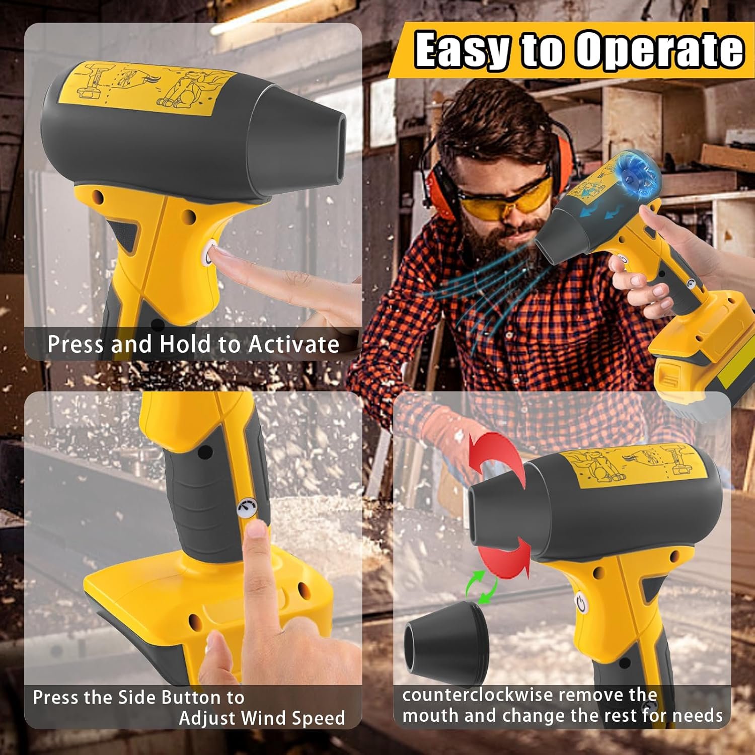 High-Power Battery Turbine with Violent Turbofan for Dewalt-Portable & Powerful Airflow for Outdoor Adventures,Camping,Home Use