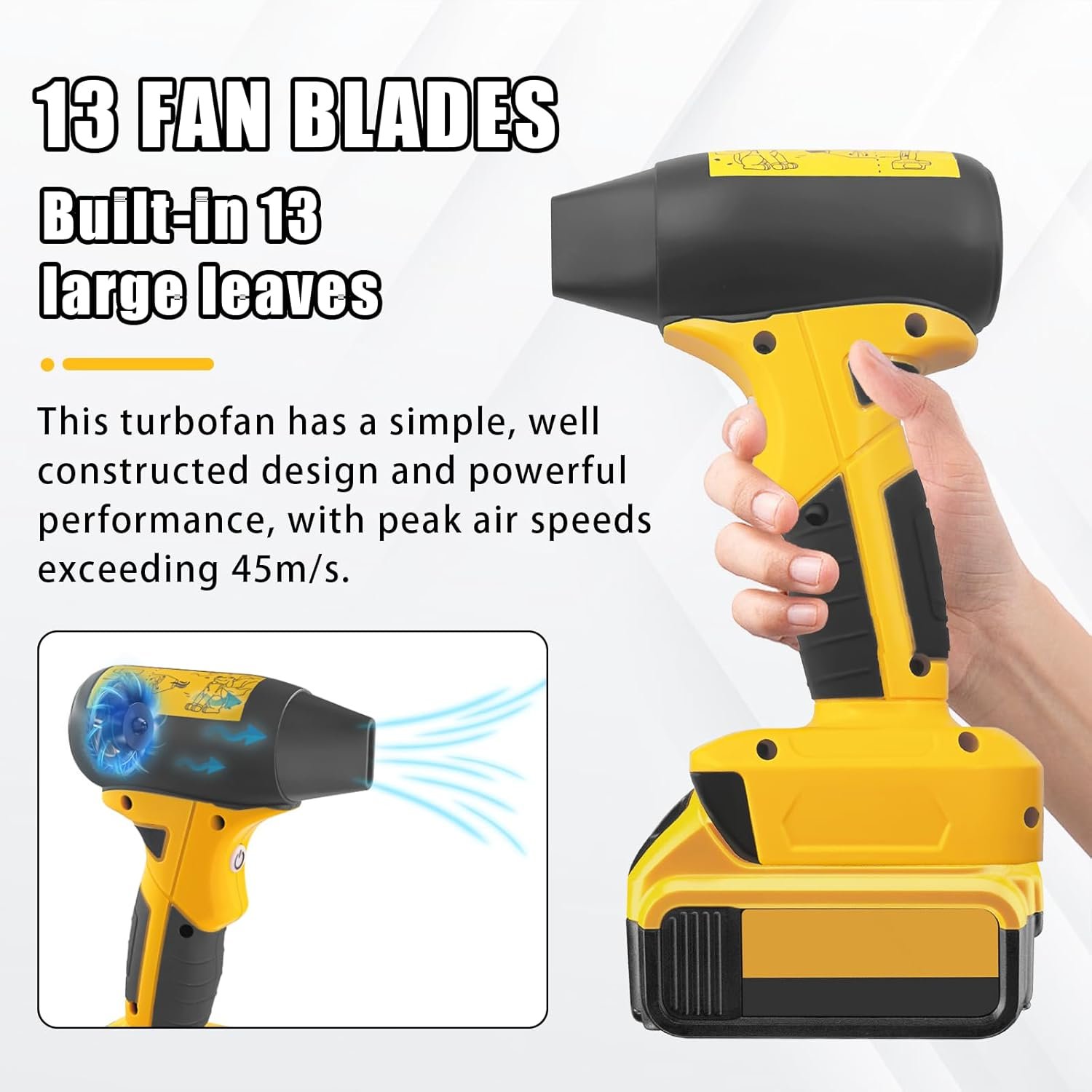 High-Power Battery Turbine with Violent Turbofan for Dewalt-Portable & Powerful Airflow for Outdoor Adventures,Camping,Home Use