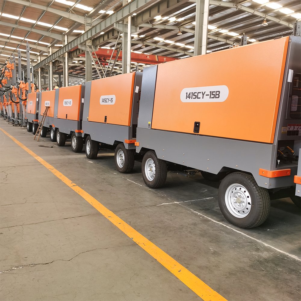 141SCY-15B ZHIGAO 12bar Diesel Engine Screw Compressors Portable air Compressors for Construction Work Mine Drilling Rig