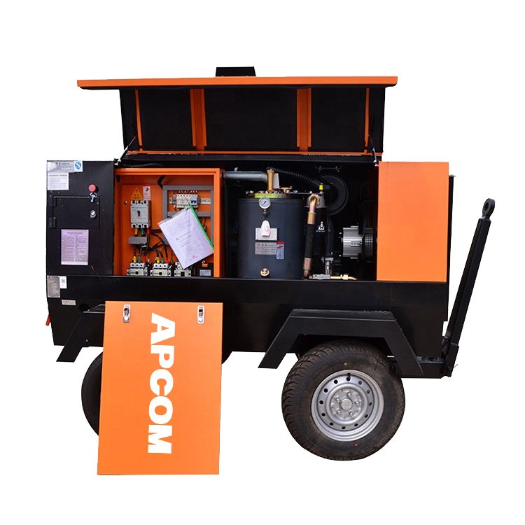 APCOM 250hp 185kw Electric Portable Screw Compressor 14bar 800CFM Mobile Air Compressor for Mining Heavy Duty New Design Motor