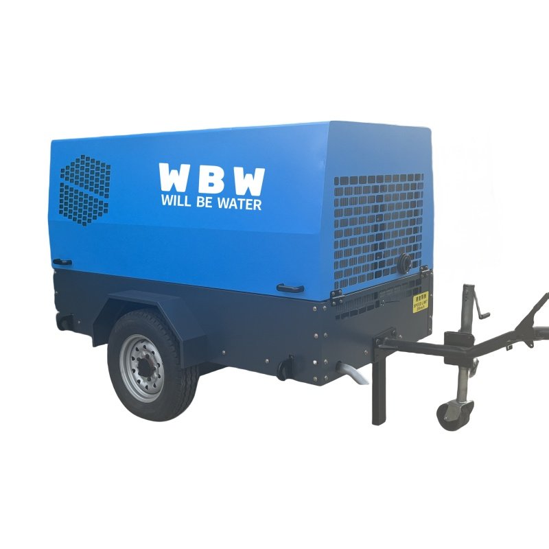 Tractored Two-wheeled Mobile diesel Screw Compressor 185cfm SDY185CFM-7 diesel air Compressor