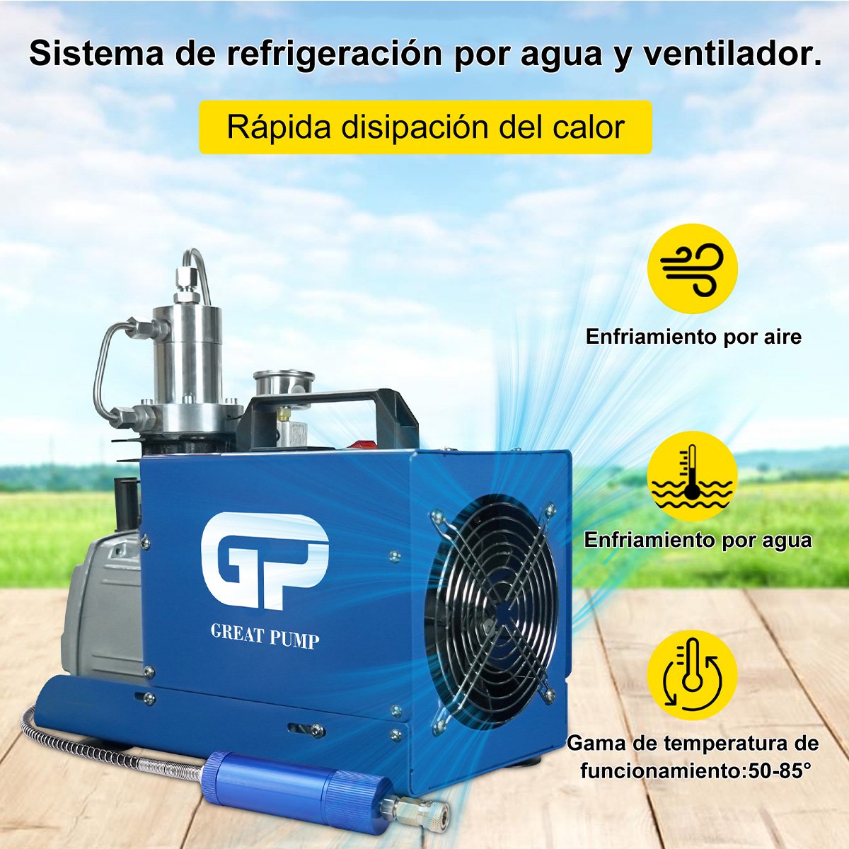 Great Pump CE ODM Stable Performance 4500psi 30mpa 300bar Outdoor 110V 220V Scuba Diving Snorkeling PCP Paintball Air Compressor