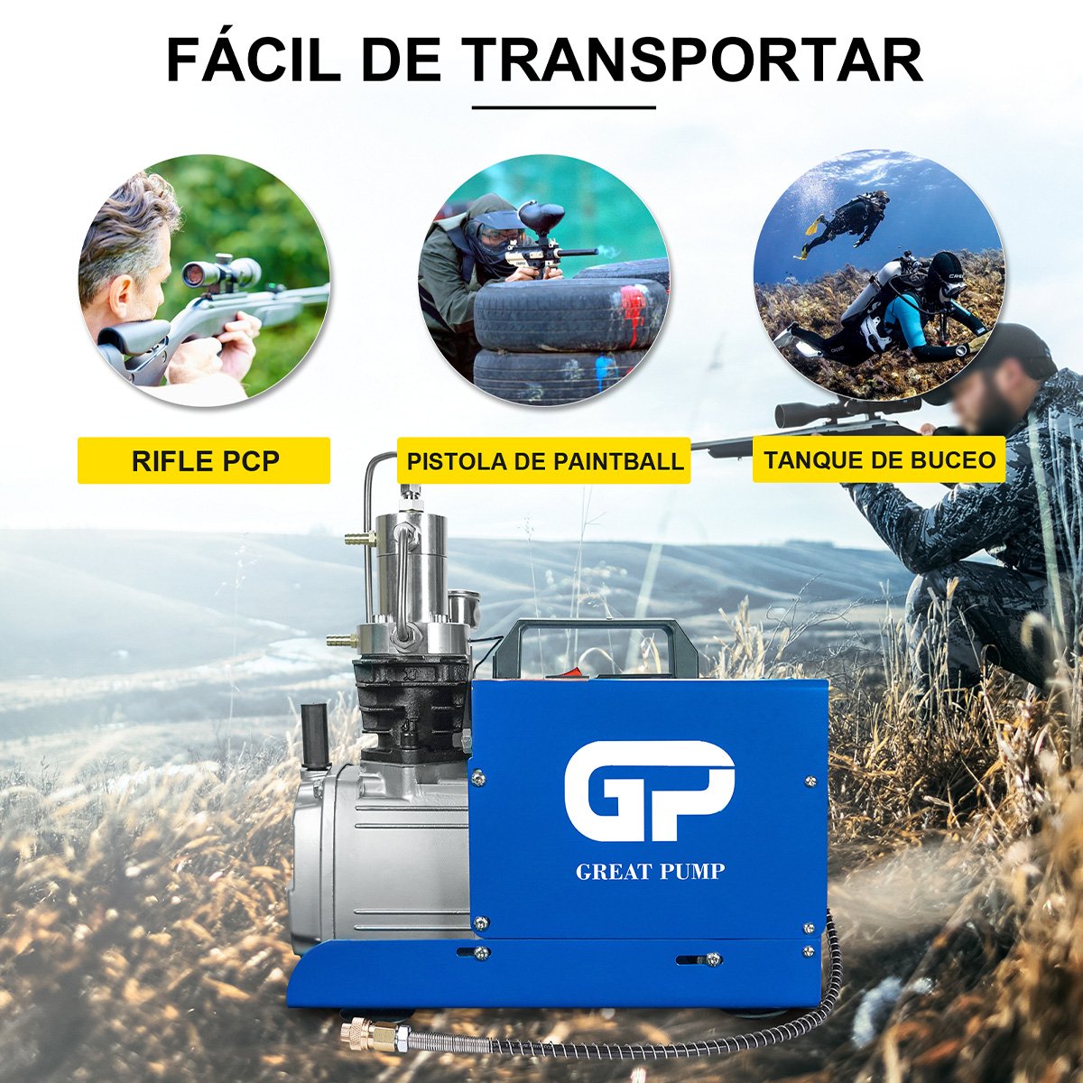 Great Pump CE ODM Stable Performance 4500psi 30mpa 300bar Outdoor 110V 220V Scuba Diving Snorkeling PCP Paintball Air Compressor