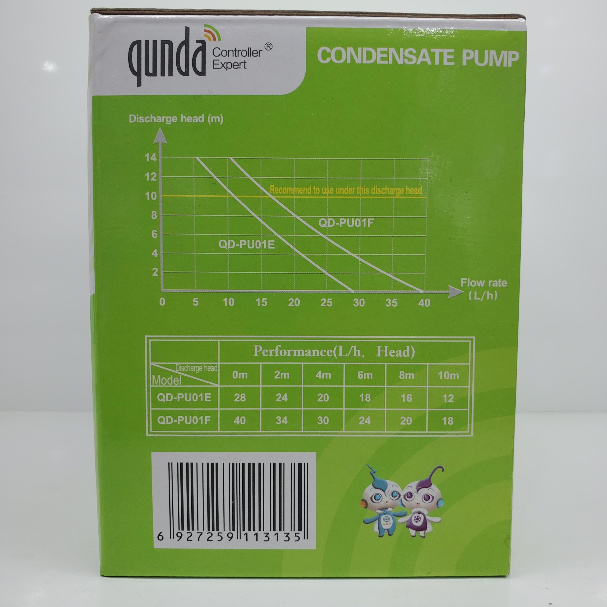 QUNDA QD-PU01F A/C Water Pump Condensate Pump 40L/h Air Conditioner Draining Water Wall Mounted Condensate Pump