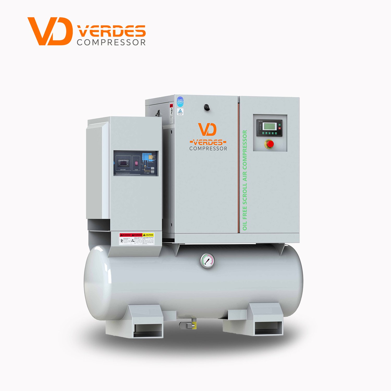 VERDES 7.5Kw 11Kw 12Bar 15Bar 16Bar 30Bar 20Hp 10Hp 4500Psi 500L Silent Oil Free Scroll Air Compressor