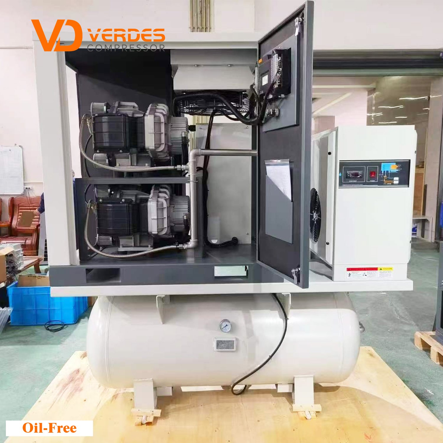 VERDES 7.5Kw 11Kw 12Bar 15Bar 16Bar 30Bar 20Hp 10Hp 4500Psi 500L Silent Oil Free Scroll Air Compressor
