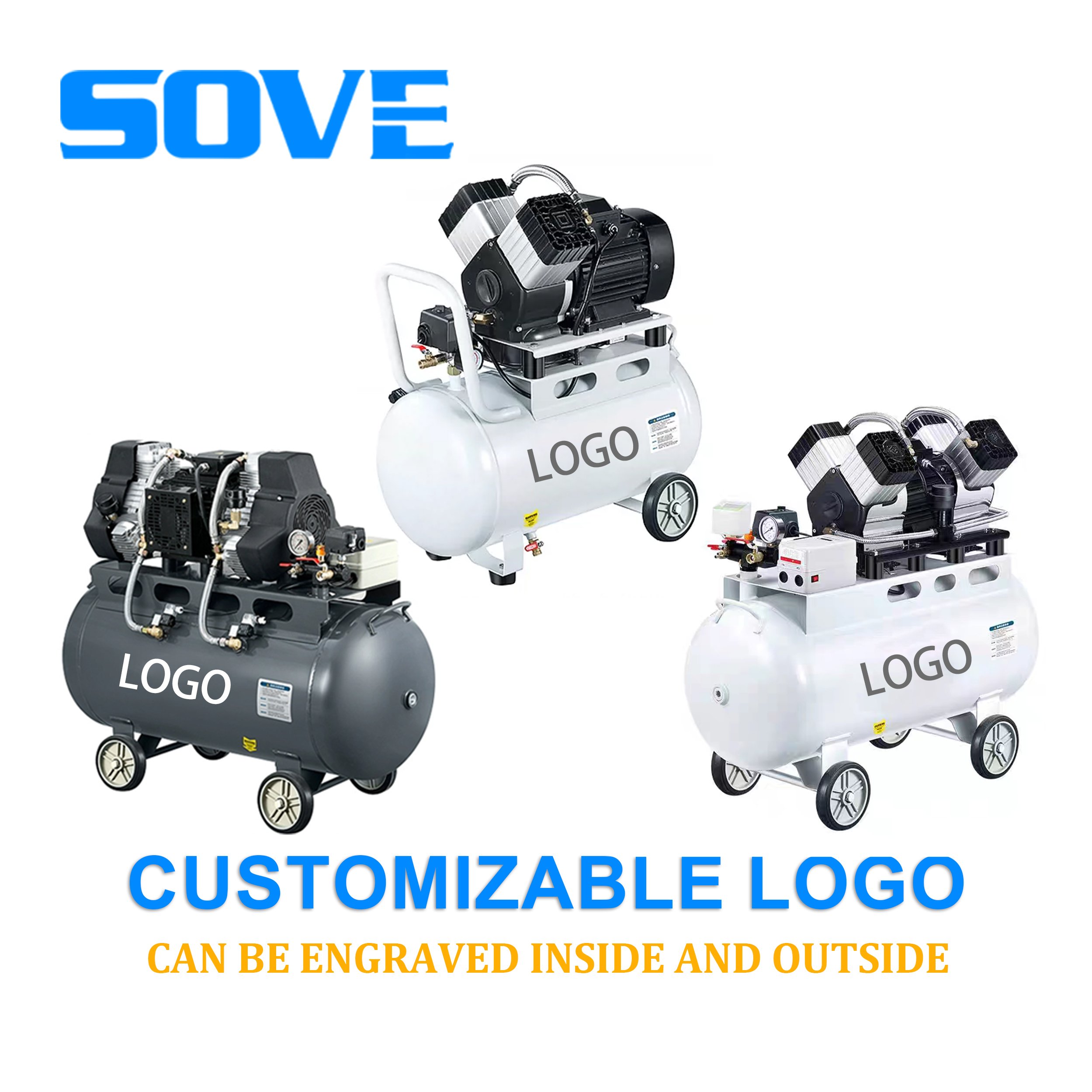 SOVE Air Compressor Industrial Grade Large 380V New Energy Vehicle Oil-free air Compressor Silent High Pressure air Pump