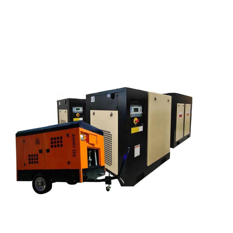 Best Selling Convenient Safe 185CFM Diesel Power Towable Portable Two Wheels Compressors Screw Air With Durable Air System