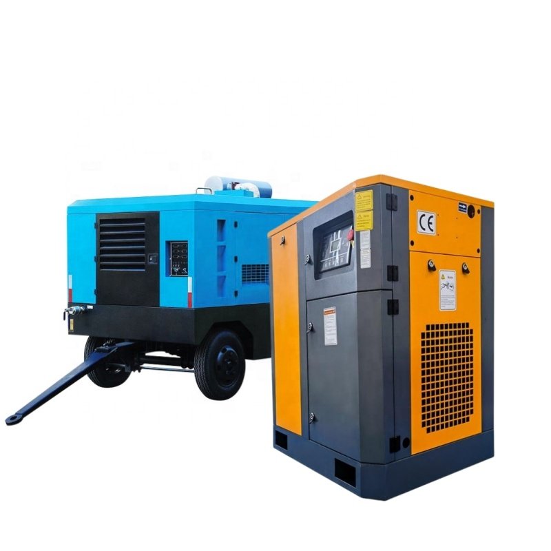 Best Selling Convenient Safe 185CFM Diesel Power Towable Portable Two Wheels Compressors Screw Air With Durable Air System