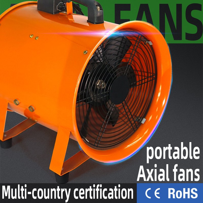CE Certified Portable 8"/10"/12" Axial Flow Exhaust Fan Kitchen Smoking Industrial Electric Fan Steel Blades AC Power Source