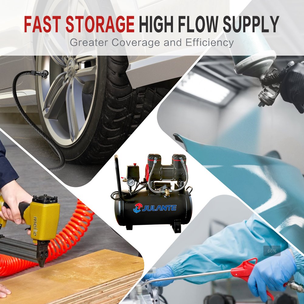 220V 50Hz 1400RPM Portable Piston Air Compressor 980w 30L Oilless Silent Air Compressor Oil Free