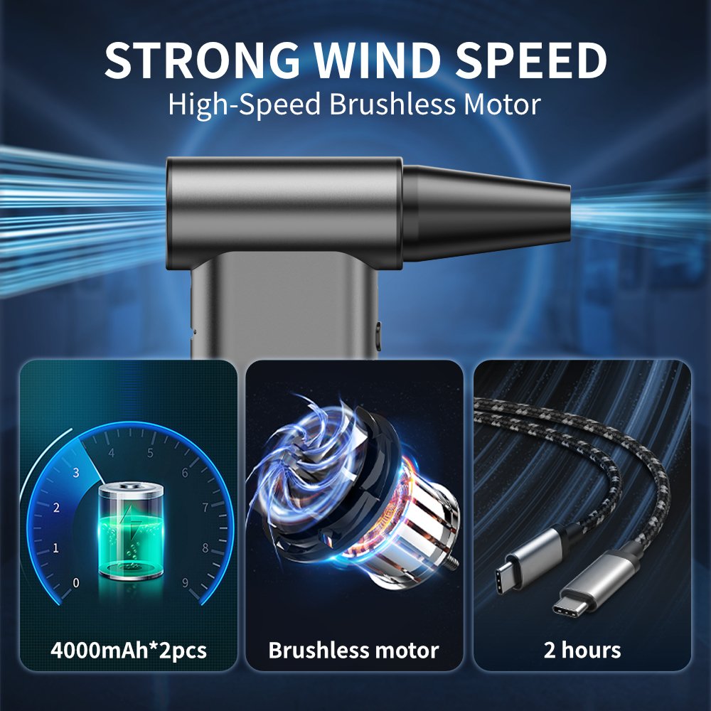 Three-speed Turbo Jet Air Duster Compressed Gun 120000 Rpm PC Keyboard Electric Mini Turbo Fan Blower