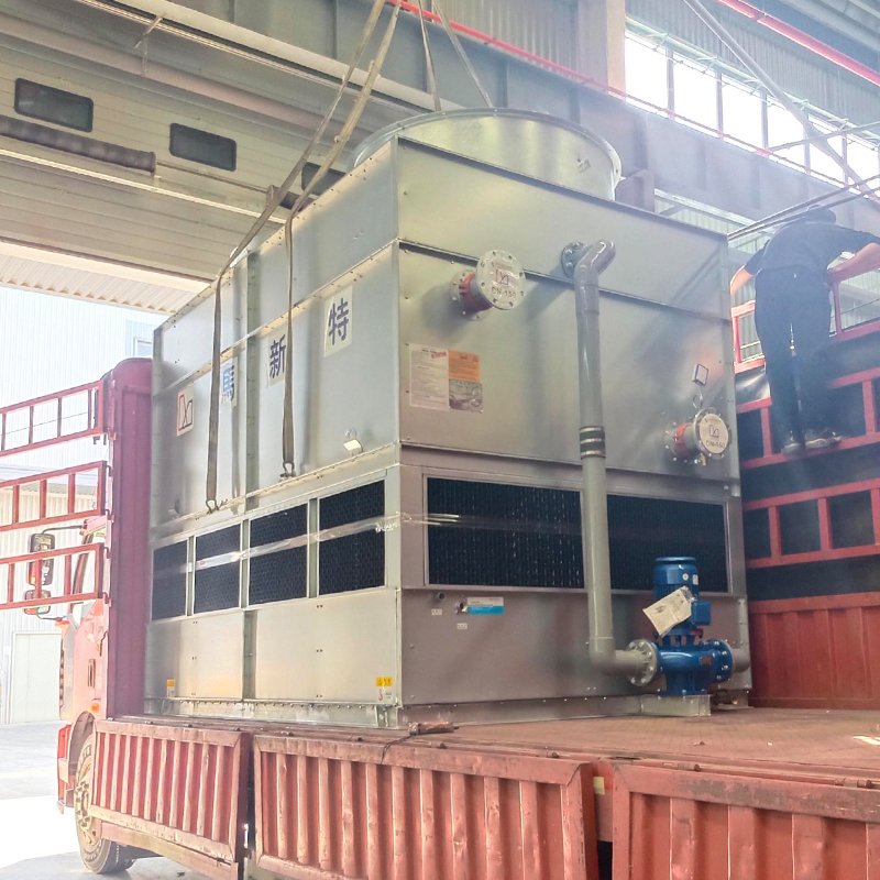 Square Steel Water Cooling Tower with Closed Loop Core Components Including Motor Fan Pump Metal Material