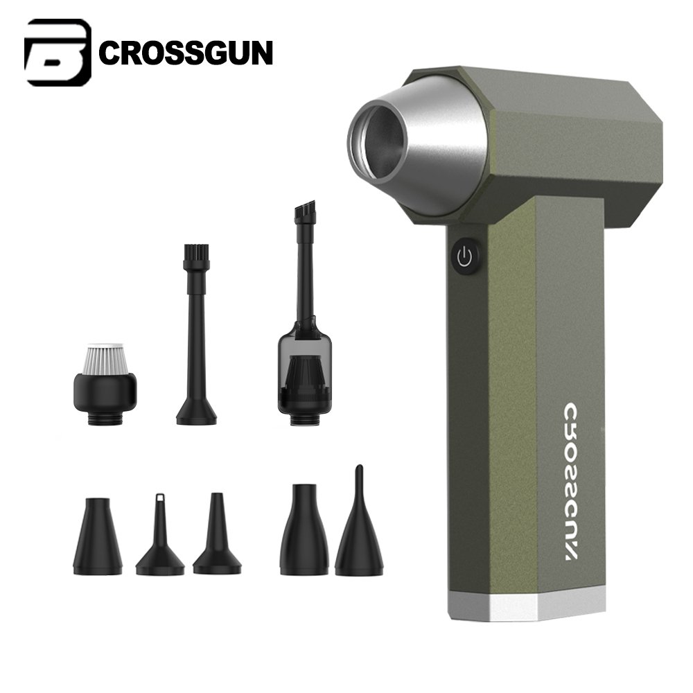 CROSSGUN 2024 Handheld High Speed Portable Vacuum Turbo Blower Leaf Air Blower Jet Fan Package Battery Mini air Blower