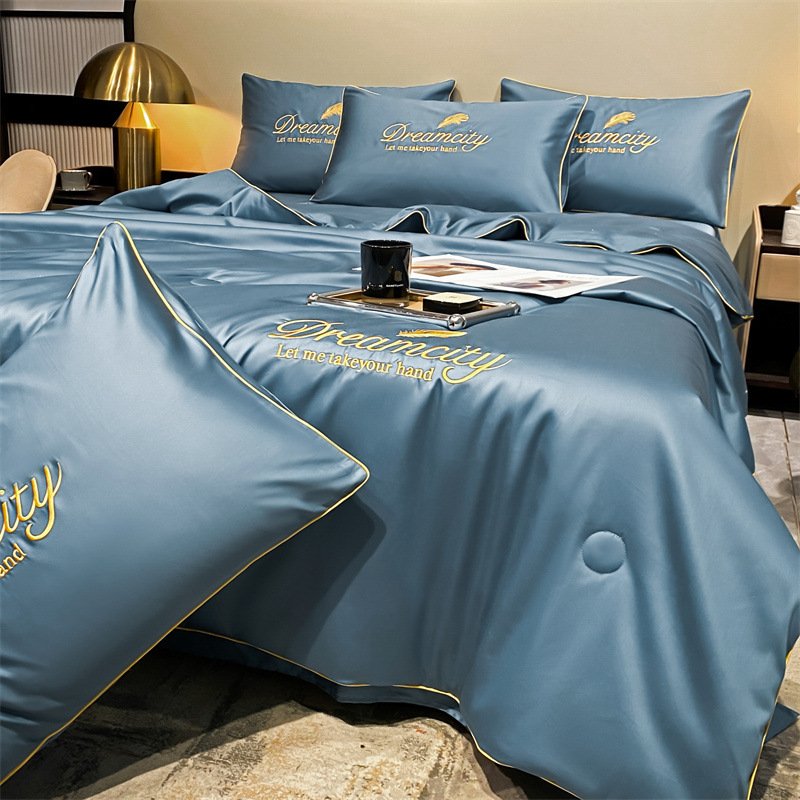 Wholesale Summer Bed Sheet Four Sets Ice Silk Cool Silk air Conditioning Quilt Set Can Be Customized Size
