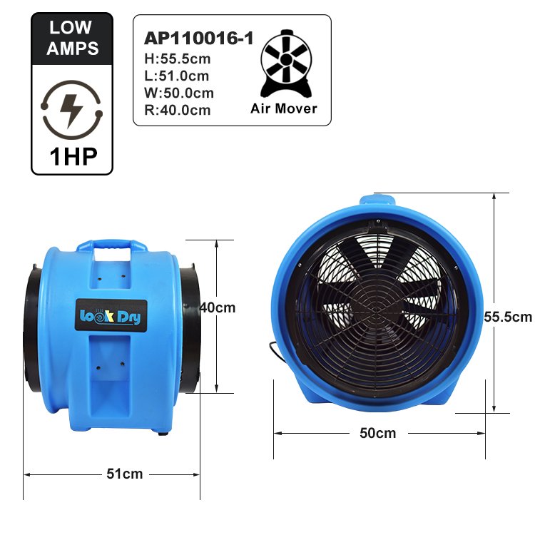Reliable and Low Noise 550w 3-speed air Mover air Water restoration Equipment Blowers air Mover Set