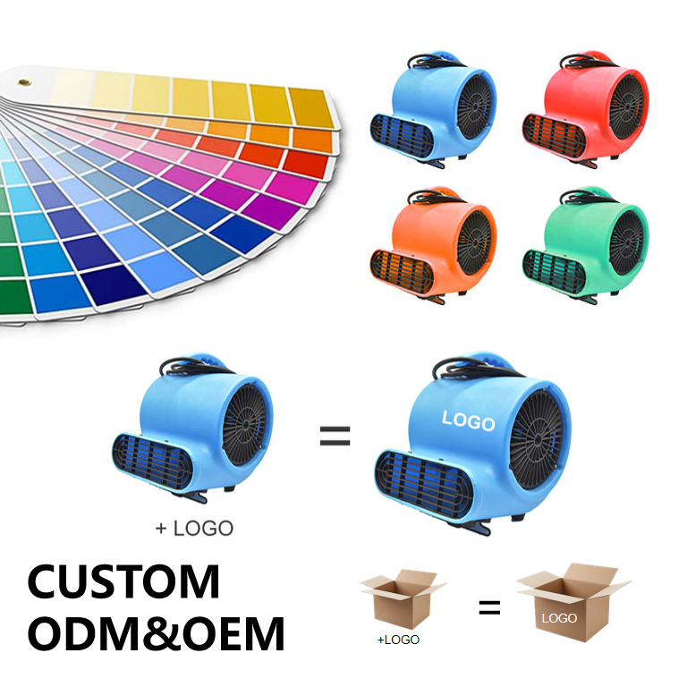 Commercial 220W 3-Speed Low Profile Air Mover Carpet Dryer Blower Reliable Low Noise Snow Blower High Pressure OEM Customizable