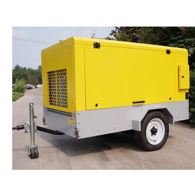 8 Bar 185cfm Industrial Mobile Air Compressor Diesel Engine Screw Air Compressor with Wheels