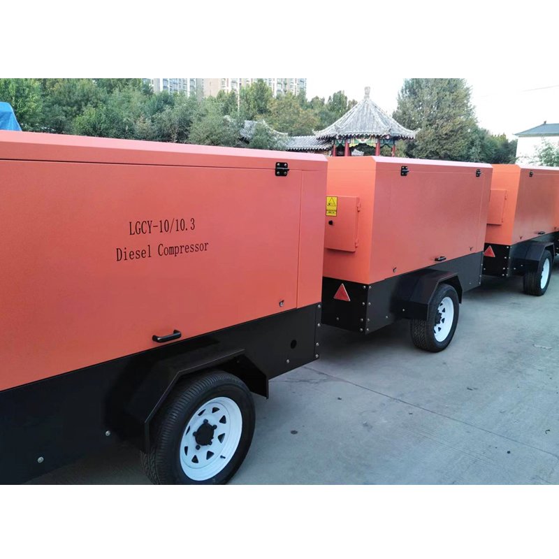 8 Bar 185cfm Industrial Mobile Air Compressor Diesel Engine Screw Air Compressor with Wheels