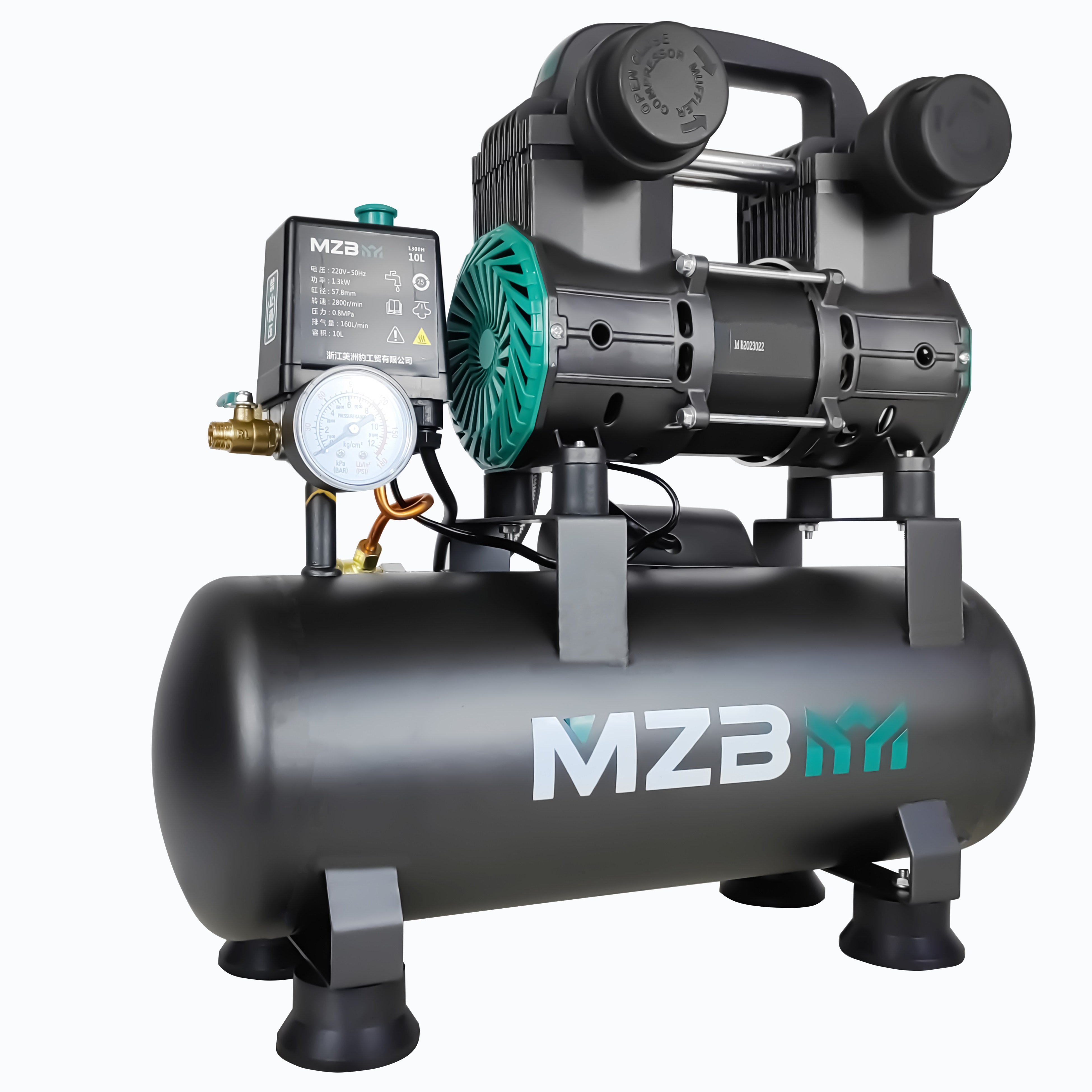 MZB Stock Oil-free Silent air Compressor 10 Liter Portable air Compressor