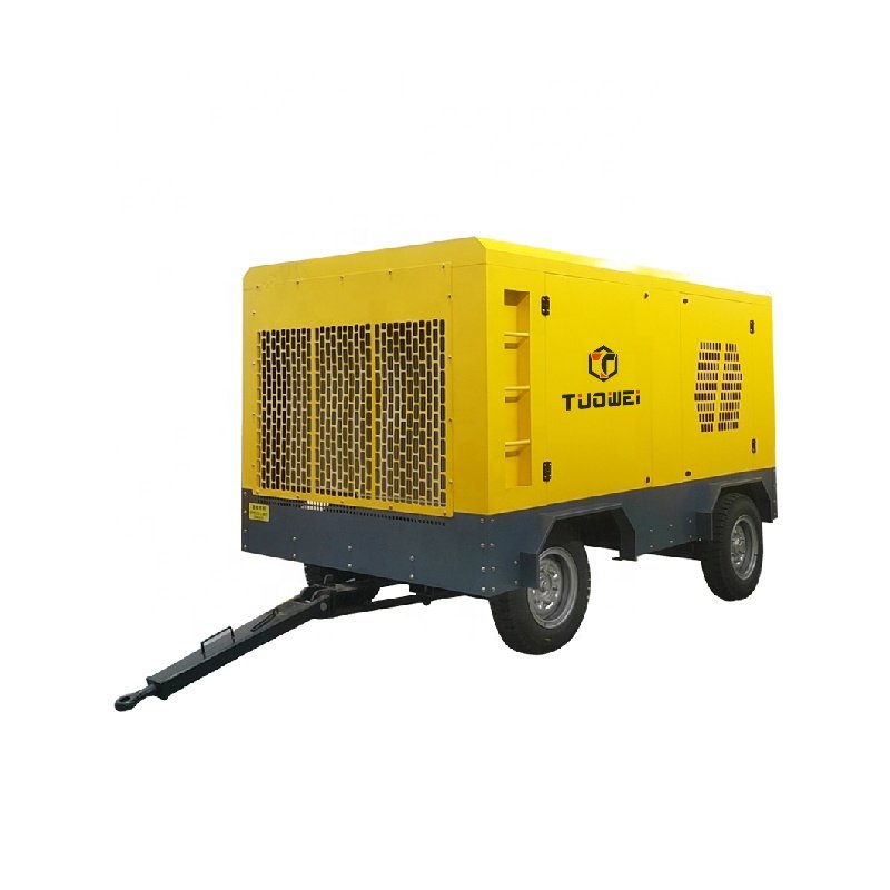 300 Cfm 93kw 14bar CUMMINS Diesel Mobile Mining Compressor Portable Screw Air Compressor With Wheels