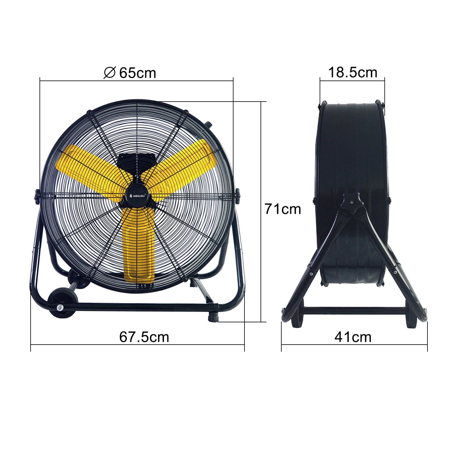 Industrial Blower Drum Fan 24 Inch Heavy Duty 3 Speed Air Circulation High Velocity Metal Fan for Warehouse